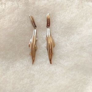 Monet Earrings Pierced Silvertone Slinder Dangle Drop Lightweight